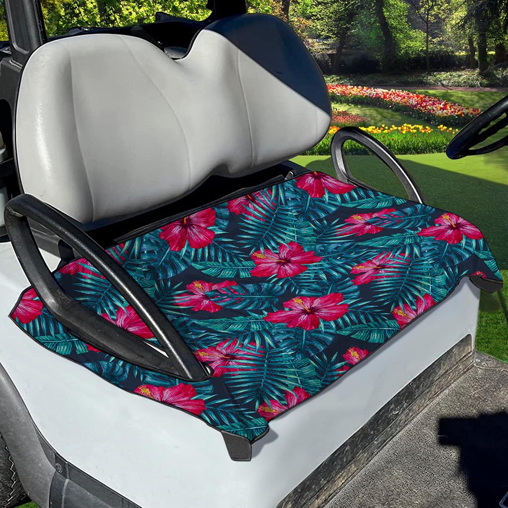 Hot Pink Hibiscus Tropical Pattern Print Golf Cart Seat Cover