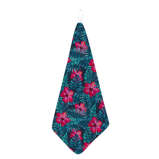 Hot Pink Hibiscus Tropical Pattern Print Hand Towel
