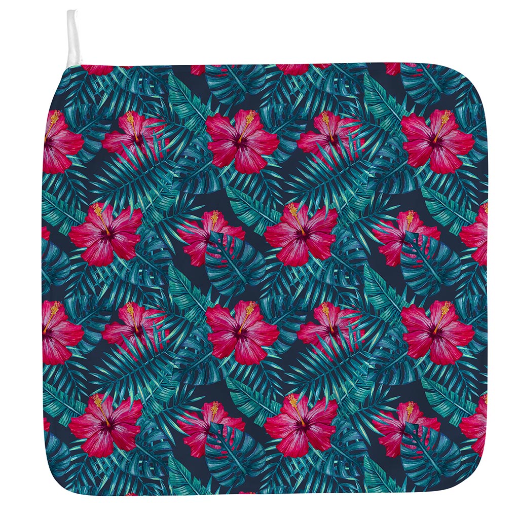 Hot Pink Hibiscus Tropical Pattern Print Hand Towel