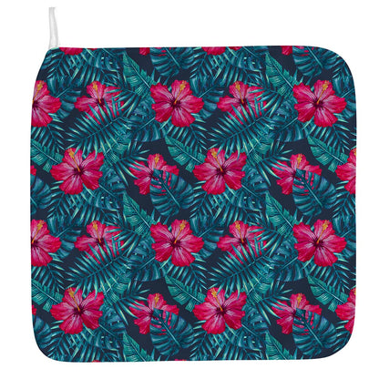 Hot Pink Hibiscus Tropical Pattern Print Hand Towel