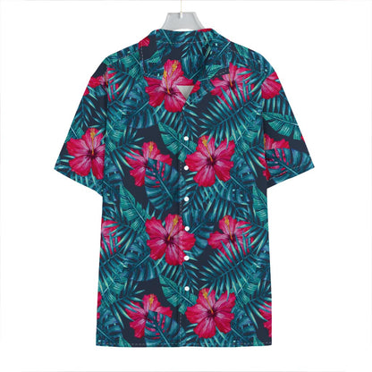 Hot Pink Hibiscus Tropical Pattern Print Hawaiian Shirt