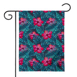 Hot Pink Hibiscus Tropical Pattern Print House Flag
