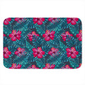 Hot Pink Hibiscus Tropical Pattern Print Indoor Door Mat