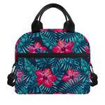 Hot Pink Hibiscus Tropical Pattern Print Insulated Lunch Bag