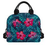 Hot Pink Hibiscus Tropical Pattern Print Insulated Lunch Bag