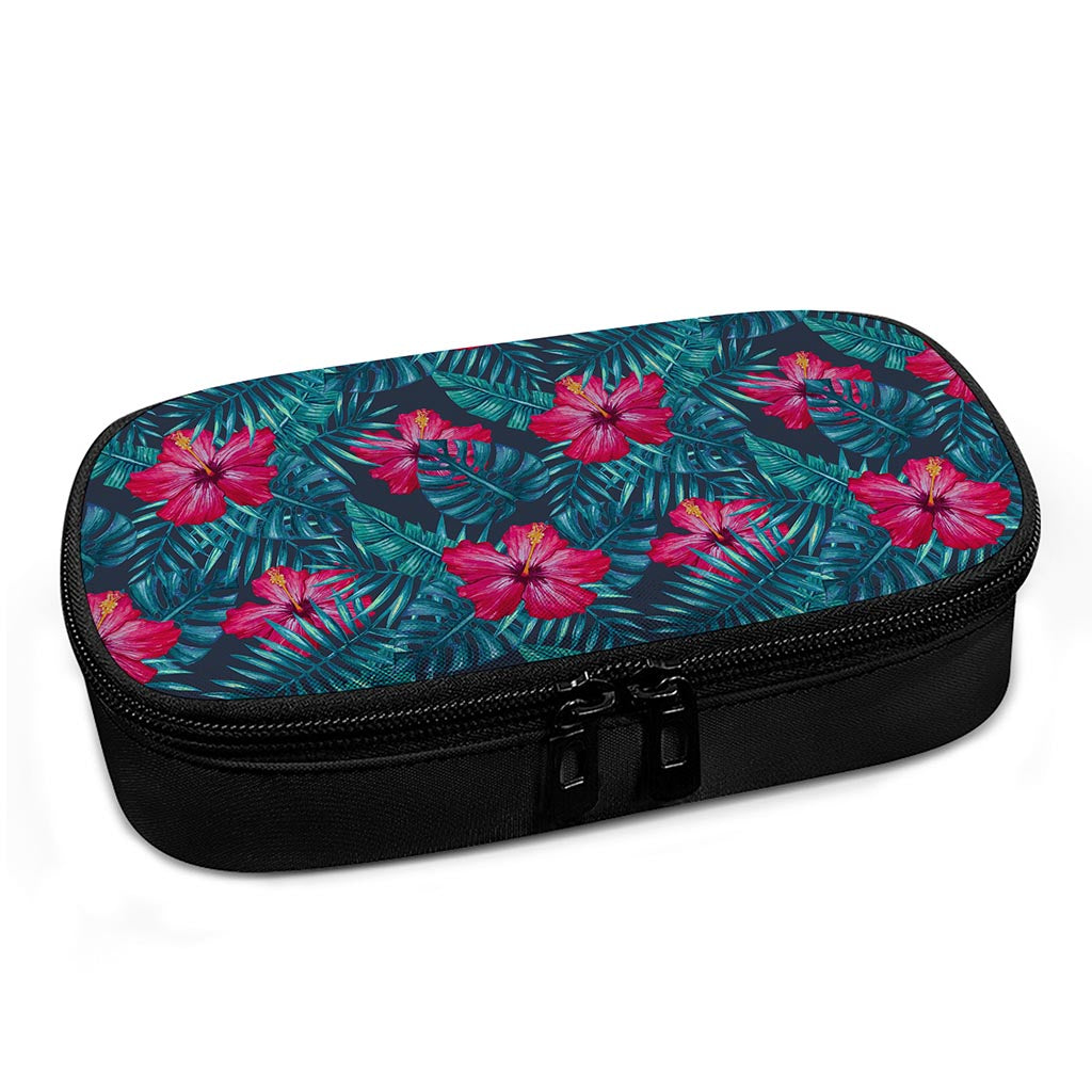 Hot Pink Hibiscus Tropical Pattern Print Insulin Cooler Travel Case