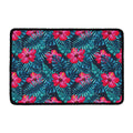 Hot Pink Hibiscus Tropical Pattern Print Kitchen Mat