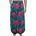 Hot Pink Hibiscus Tropical Pattern Print Lantern Pants