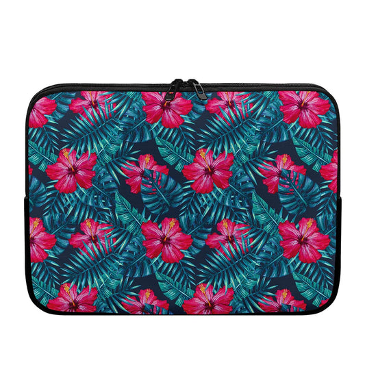 Hot Pink Hibiscus Tropical Pattern Print Laptop Sleeve