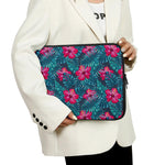 Hot Pink Hibiscus Tropical Pattern Print Laptop Sleeve