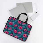 Hot Pink Hibiscus Tropical Pattern Print Laptop Sleeve With Handle