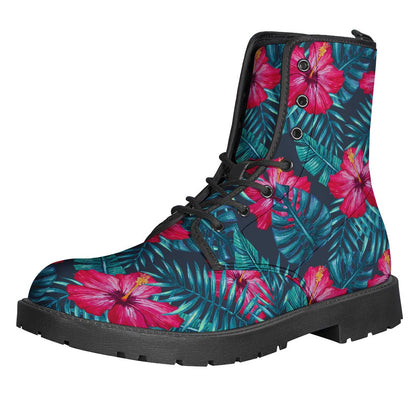 Hot Pink Hibiscus Tropical Pattern Print Backpack
