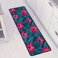 Hot Pink Hibiscus Tropical Pattern Print Long Kitchen Mat