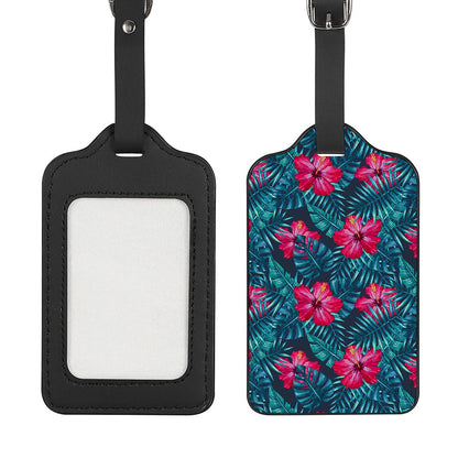 Hot Pink Hibiscus Tropical Pattern Print Luggage Tag