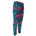 Hot Pink Hibiscus Tropical Pattern Print Men's Compression Pants