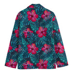 Hot Pink Hibiscus Tropical Pattern Print Men's Cotton Blazer