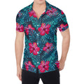 Hot Pink Hibiscus Tropical Pattern Print Men's Shirt