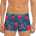 Hot Pink Hibiscus Tropical Pattern Print Men's Short Boxer Briefs