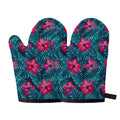 Hot Pink Hibiscus Tropical Pattern Print Oven Mitts