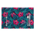 Hot Pink Hibiscus Tropical Pattern Print Placemat