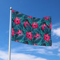Hot Pink Hibiscus Tropical Pattern Print Polyester Flag