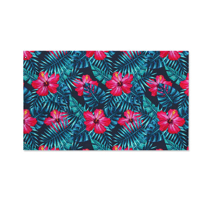 Hot Pink Hibiscus Tropical Pattern Print Polyester Flag