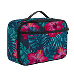 Hot Pink Hibiscus Tropical Pattern Print Portable Lunch Bag