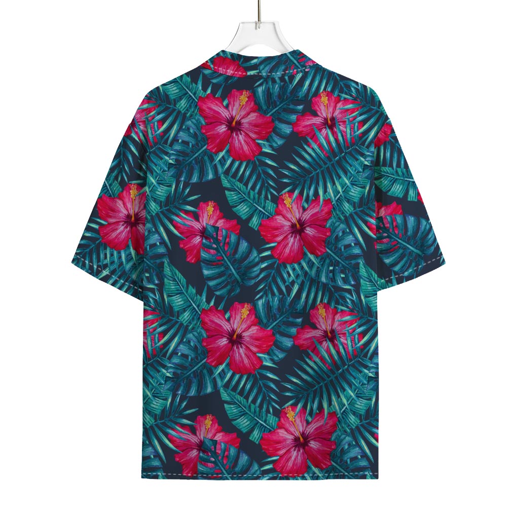 Hot Pink Hibiscus Tropical Pattern Print Rayon Hawaiian Shirt