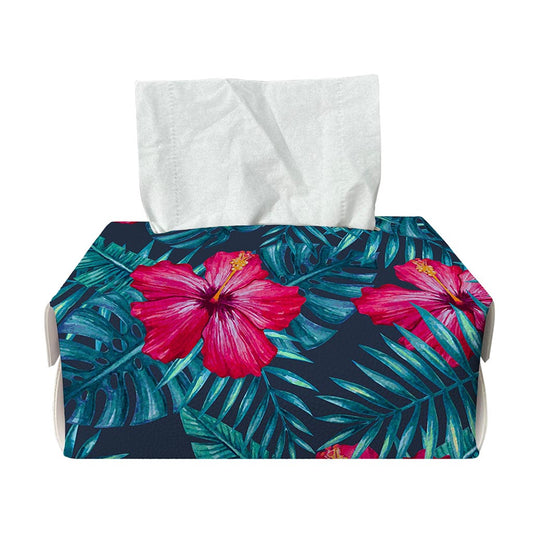 Hot Pink Hibiscus Tropical Pattern Print Rectangle Tissue Box Cover