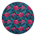 Hot Pink Hibiscus Tropical Pattern Print Round Blanket
