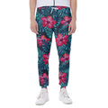 Hot Pink Hibiscus Tropical Pattern Print Joggers