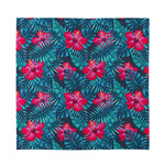 Hot Pink Hibiscus Tropical Pattern Print Silk Bandana