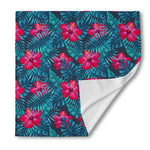 Hot Pink Hibiscus Tropical Pattern Print Silk Bandana