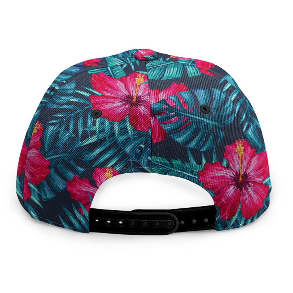 Hot Pink Hibiscus Tropical Pattern Print Snapback Cap