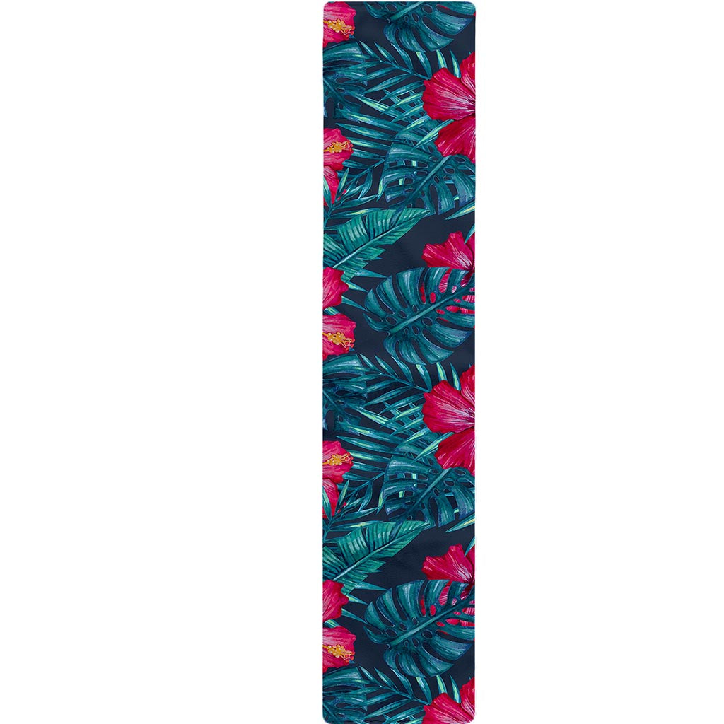 Hot Pink Hibiscus Tropical Pattern Print Table Runner