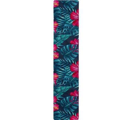 Hot Pink Hibiscus Tropical Pattern Print Table Runner