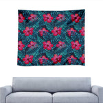 Hot Pink Hibiscus Tropical Pattern Print Tapestry