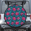 Hot Pink Hibiscus Tropical Pattern Print Tire Cover