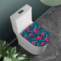 Hot Pink Hibiscus Tropical Pattern Print Toilet Lid Cover