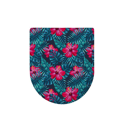 Hot Pink Hibiscus Tropical Pattern Print Toilet Lid Cover