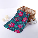 Hot Pink Hibiscus Tropical Pattern Print Towel