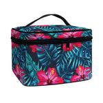 Hot Pink Hibiscus Tropical Pattern Print Travel Makeup Bag