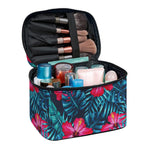 Hot Pink Hibiscus Tropical Pattern Print Travel Makeup Bag