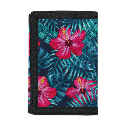 Hot Pink Hibiscus Tropical Pattern Print Trifold Wallet