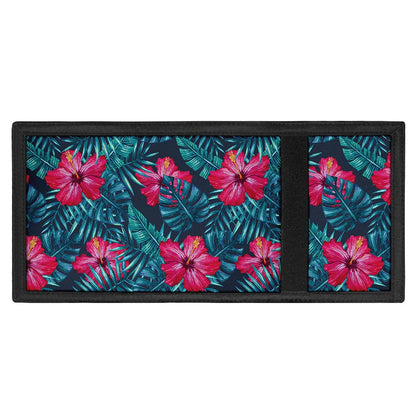 Hot Pink Hibiscus Tropical Pattern Print Trifold Wallet