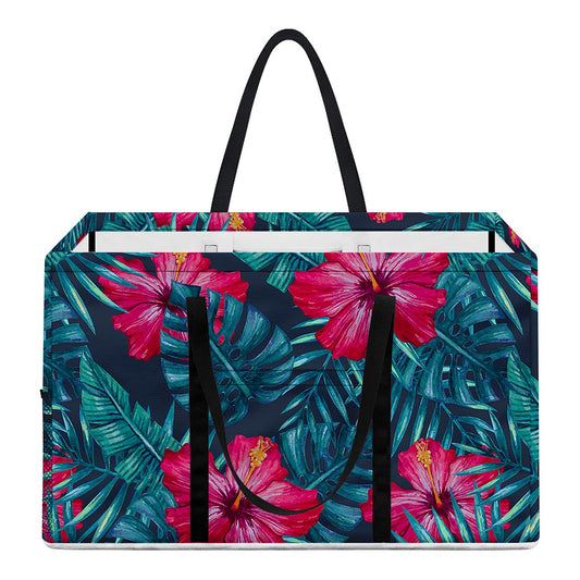 Hot Pink Hibiscus Tropical Pattern Print Utility Tote Bag