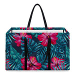 Hot Pink Hibiscus Tropical Pattern Print Utility Tote Bag
