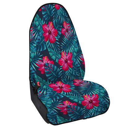 Hot Pink Hibiscus Tropical Pattern Print Waterproof Car Seat Cover