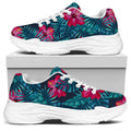 Hot Pink Hibiscus Tropical Pattern Print White Chunky Shoes