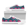 Hot Pink Hibiscus Tropical Pattern Print White Low Top Sneakers